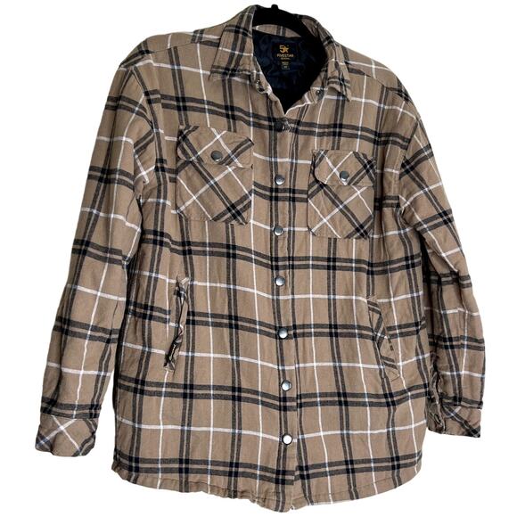 Fivestar General Flannel Jacket Shacket Women XS Plaid BROWN Retro Cozy Winter - Picture 2 of 14